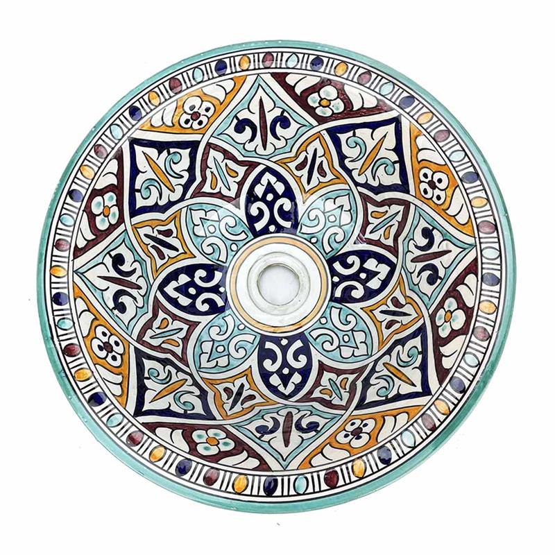 Lavabo lavandino marocchino in ceramica dipinta a mano cm 40*h17