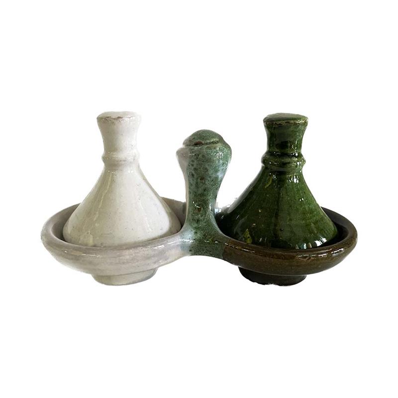 Tajine marocchino mini da 2 porta salse, porta spezie in ceramica dipinta a  mano - Dimensioni circa: cm 16*8*h 8,5 ordina online